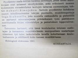 Nuorten laulukirja ja koululaisen musiikkitieto, kansikuvitus Martta Wendelin