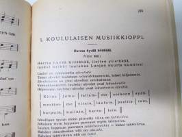 Nuorten laulukirja ja koululaisen musiikkitieto, kansikuvitus Martta Wendelin