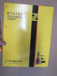 Hyster teollisuustrukit - sähkökäyttöiset kimmorengastrukit &amp; ilmarengastrukit, polttomoottorikäyttöiset ilmarengastrukit, maasto- ja erikoistrukit -myyntiesite