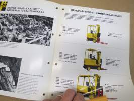 Hyster teollisuustrukit - sähkökäyttöiset kimmorengastrukit &amp; ilmarengastrukit, polttomoottorikäyttöiset ilmarengastrukit, maasto- ja erikoistrukit -myyntiesite