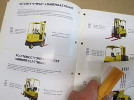 Hyster teollisuustrukit - sähkökäyttöiset kimmorengastrukit &amp; ilmarengastrukit, polttomoottorikäyttöiset ilmarengastrukit, maasto- ja erikoistrukit -myyntiesite