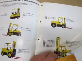 Hyster teollisuustrukit - sähkökäyttöiset kimmorengastrukit &amp; ilmarengastrukit, polttomoottorikäyttöiset ilmarengastrukit, maasto- ja erikoistrukit -myyntiesite
