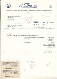 Telko Oy Helsinki 1955 - firmalomake -