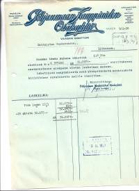 Pohjanmaan Kauppiaiden Oy Oulu 1950  firmalomake