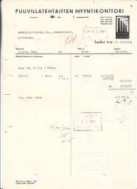 Puuvillatehtaitten Myyntikonttori Helsinki  191 - firmalomake