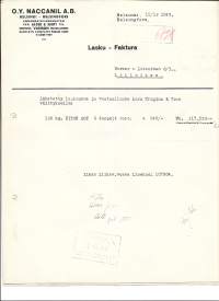 Naccanil Oy Helsinki 1949firmalomake