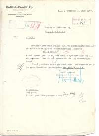 Rauma-Raahe Oy Rauman Tehtaat 1947 - firmalomake