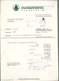 Paperituote Oy  Valkeakoski 1951 -  firmalomake