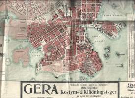 Helsingin Matkustajalehti 1906 esite ja kartta