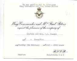 kutsu Englannin ilmavoimien (Royal Air Force) vastaanotolle.