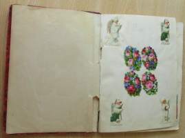 Muistokirja - 36 kiiltokuvasivua ja värssyjä - etukannen sisäluolella vuosiluku 194?