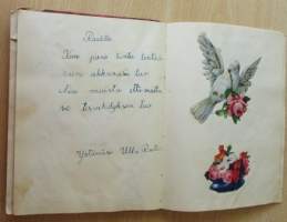 Muistokirja - 36 kiiltokuvasivua ja värssyjä - etukannen sisäluolella vuosiluku 194?