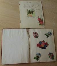 Muistokirja - 36 kiiltokuvasivua ja värssyjä - etukannen sisäluolella vuosiluku 194?