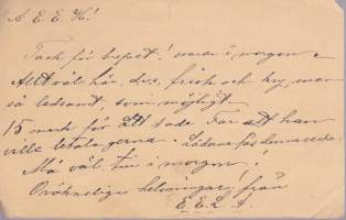 Filatelia - Suomi - Postikorttiehiö - Kulkenut - 10 p punainen, 1883. Finska Järnvägarna postkupeexpedition -leima 16.3.