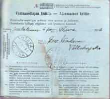 Filatelia Suomi - Postiosotuskortti -  28.XI.1916, (1 x 10 p punainen, 2 x 20p sininen)  Sysmä, Otava.