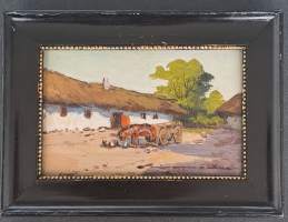 Gyorgy Nemeth, Maalaismaisema, öljymaalaus puulle kehystetty koko kehysten kanssa 16x22 cm
