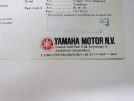 Yamaha XZ550 moottoripyörä -myyntiesite, engalnninkielinen