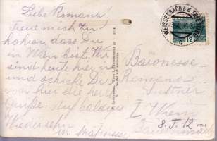 Itävalta - vanha postikortti 1934 - postimerkki mukana. Triestingheim, Weissenbach a.d. Triesting.  Maisemakortti