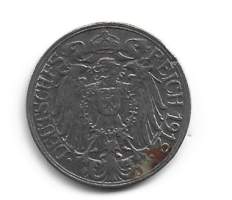 Saksa 25 Pfennig 1912 ulkomainen kolikko