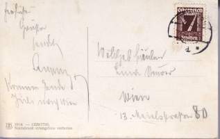 Itävalta - vanha postikortti 1914? - postimerkki mukana. Maria Drei Eichen N-Ö, kirkkokuva.