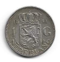 Hollanti / Alankomaaat  1 Gulden 1958  - ulkomainen kolikko hopeaa