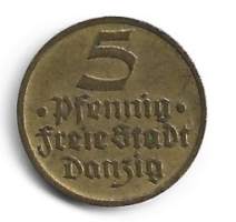 Danzig 5 Pfennig 1932    - ulkomainen kolikko