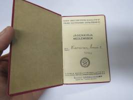 Suomen Ammattiyhdistysten Keskusliitto SAK / Suomen Metallityöväen Liitto ry jäsenkirja 1937