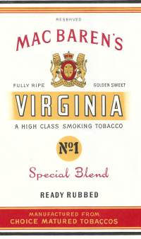Mac Baren's Virginia No. 1 - tyhjä käyttämätön piipputupakkapakkaus.