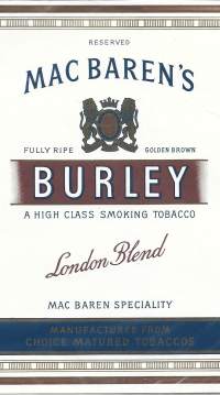 Mac Baren's Burley London Blend - tyhjä käyttämätön piipputupakkapakkaus.