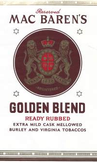 Mac Baren's Golden  Blend  - tyhjä käyttämätön piipputupakkapakkaus.