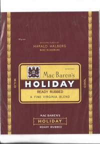 Mac Baren's Holiday   - tyhjä käyttämätön piipputupakkapakkaus.
