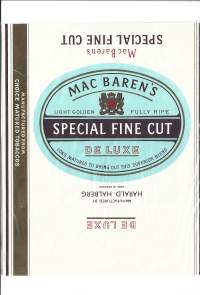 Mac Baren's Special Fin Cut De Luxe  - tyhjä käyttämätön piipputupakkapakkaus.