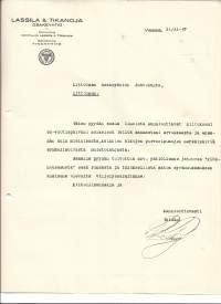 Frithjiof Tikanoja  - kirjeellä 1937