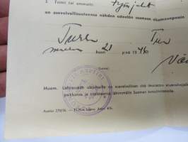 Asevelvollisen esteettömyystodistus - Aarne Sitro synt. 11.2.1911 Lokalahti, Turun Sotilaspiirin Esikunta 21.11.1946 -asiakirja
