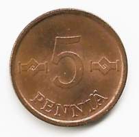 5 penniä  1965
