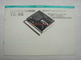 Sony Sony-o-matic TC-95 cassette recorder -instructions, mode démploi, bedienungsanleitung -käyttöohjeet