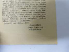 Terveys- ja vesiparannushoito - Aksel Aunio (Turku, 1910) -esite ja potilaiden todistuksia