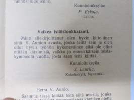 Terveys- ja vesiparannushoito - Aksel Aunio (Turku, 1910) -esite ja potilaiden todistuksia