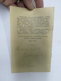 Terveys- ja vesiparannushoito - Aksel Aunio (Turku, 1910) -esite ja potilaiden todistuksia
