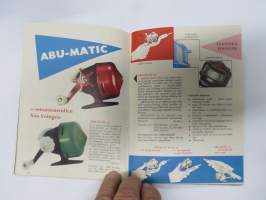 Napp och nytt från Svängsta 1958 (Ab Urfabriken, ABU) -fishing gear catalog (Nyt nappaa -luettelo alkuperäiskielellä), jaettu Suomessa - Länsi-Suomen Urheilukauppa