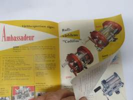 Napp och nytt från Svängsta 1958 (Ab Urfabriken, ABU) -fishing gear catalog (Nyt nappaa -luettelo alkuperäiskielellä), jaettu Suomessa - Länsi-Suomen Urheilukauppa