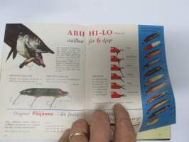 Napp och nytt från Svängsta 1958 (Ab Urfabriken, ABU) -fishing gear catalog (Nyt nappaa -luettelo alkuperäiskielellä), jaettu Suomessa - Länsi-Suomen Urheilukauppa