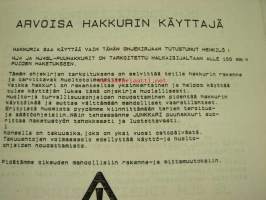 HJ 5, HJ 5 SL puuhakkuri -käyttöohje- ja varaosakirja