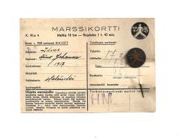 Marssikortti  1941  K N:o 4 ennen 1928 syntyneet naiset  10 km ja marssimerkki