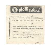 Mottitalkoot  10.11. 1942  kortti