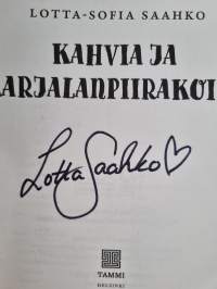 Kahvia ja karjalanpiirakoita (signeerattu)