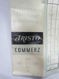 Aristo Commerz 0905 / 845-955-1055 / 965 -laskutikku / laskuviivain käyttöohje ja alkuperäinen kotelo (ei itse laskutikkua!)