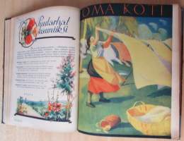 OMA KOTI Perhelehti 1931 vuosikerta + lahjalehti vuodelta 1931 : Kannet kuvittanut Martta Wendelin