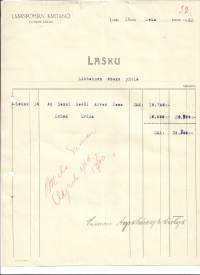 Laakspohjan Kartano Lohjan Asema Lohja 1922    - firmalomake