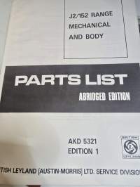 J2 / 152 range mechanical and body parts list.